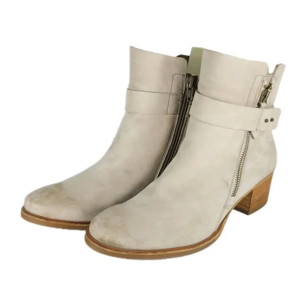 PAUL GREEN Women's Sherida US7,5 AU5 Taupe Nubuck Suede Heel Ankle Booties